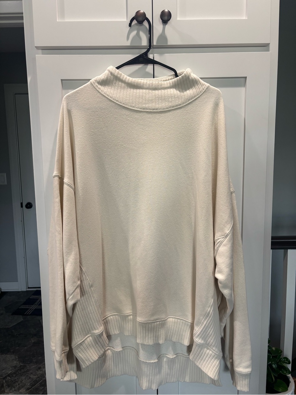 🌸aerie Cream Cotton Low Turtleneck Oversized Pullover